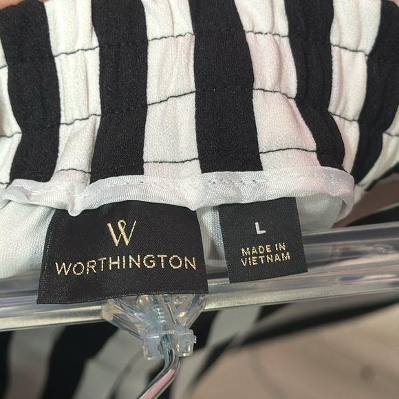 WORTHINGTON Women’s Black/White Stripped Wide Leg/Cropped Pants L - Picture 7 of 7
